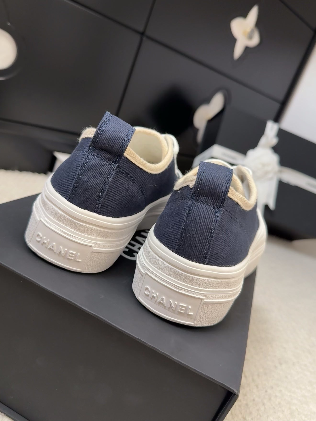 TRAINERS SHOES IN NAVY BLUE FABRIC、mysite、Cacoeks