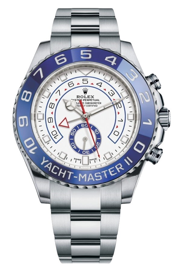Rolex Yacht-Master II White Dial Blue Bezel Super Clone Swiss Replica Watch Ref M116680-0002 44mm Stainless Steel