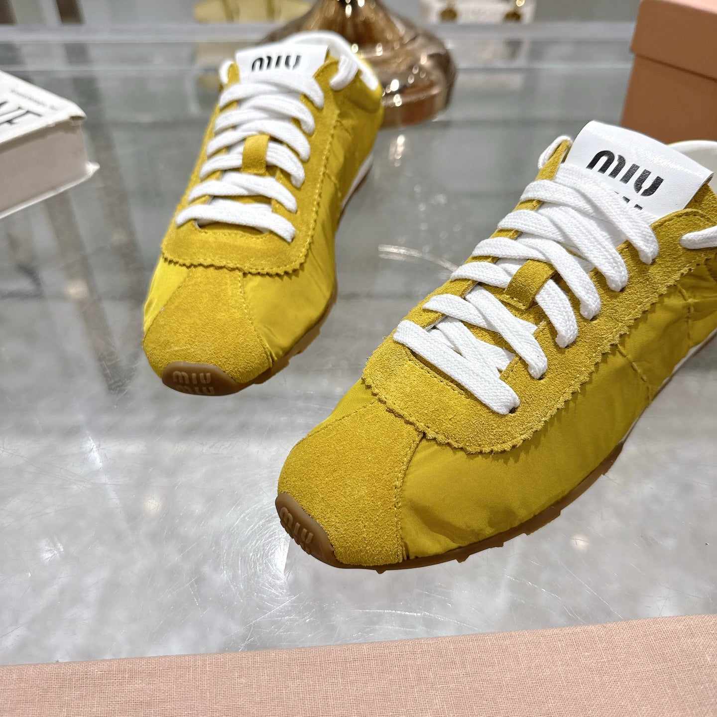 PLUME NAPPA SNEAKERS IN YELLOW SUEDE AND CANVAS、mysite、Cacoeks