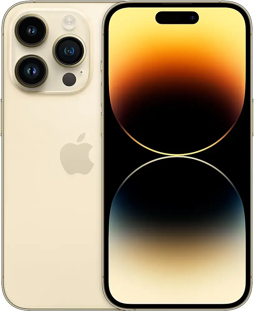 Front. Apple - Pre-Owned iPhone 14 Pro 5G 256GB (Unlocked) - Gold.
