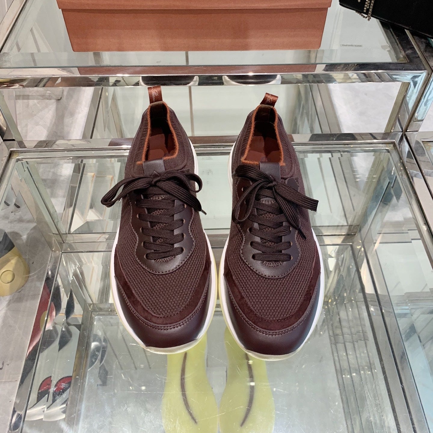 SNEAKER IN MAHOGANY RED CANVAS MIX SUEDE WITH LAMBSKIN、mysite、Cacoeks