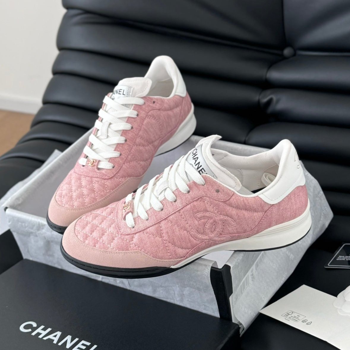 CC SNEAKER IN LIGHT PINK MIX WHITE EMBROIDERED LAMBSKIN、mysite、Cacoeks
