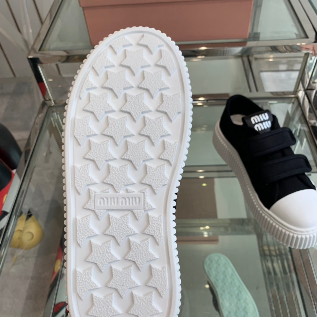 Thick-Soled Denim Sneakers Black and White、mysite、Cacoeks