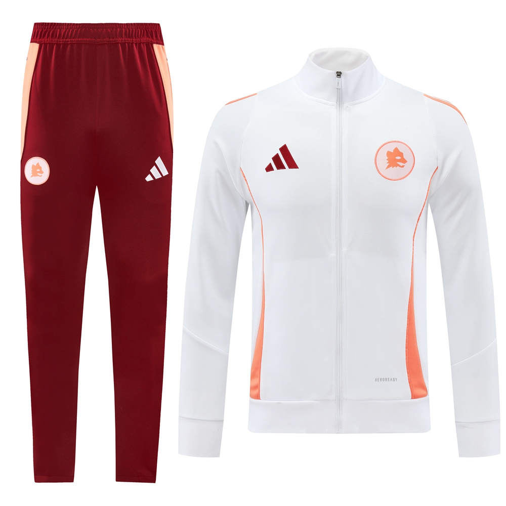 Higojerseys-AS Roma 24-25 Originals LFSTLR Jacket Training Tracksuit - White Top and Red Pant