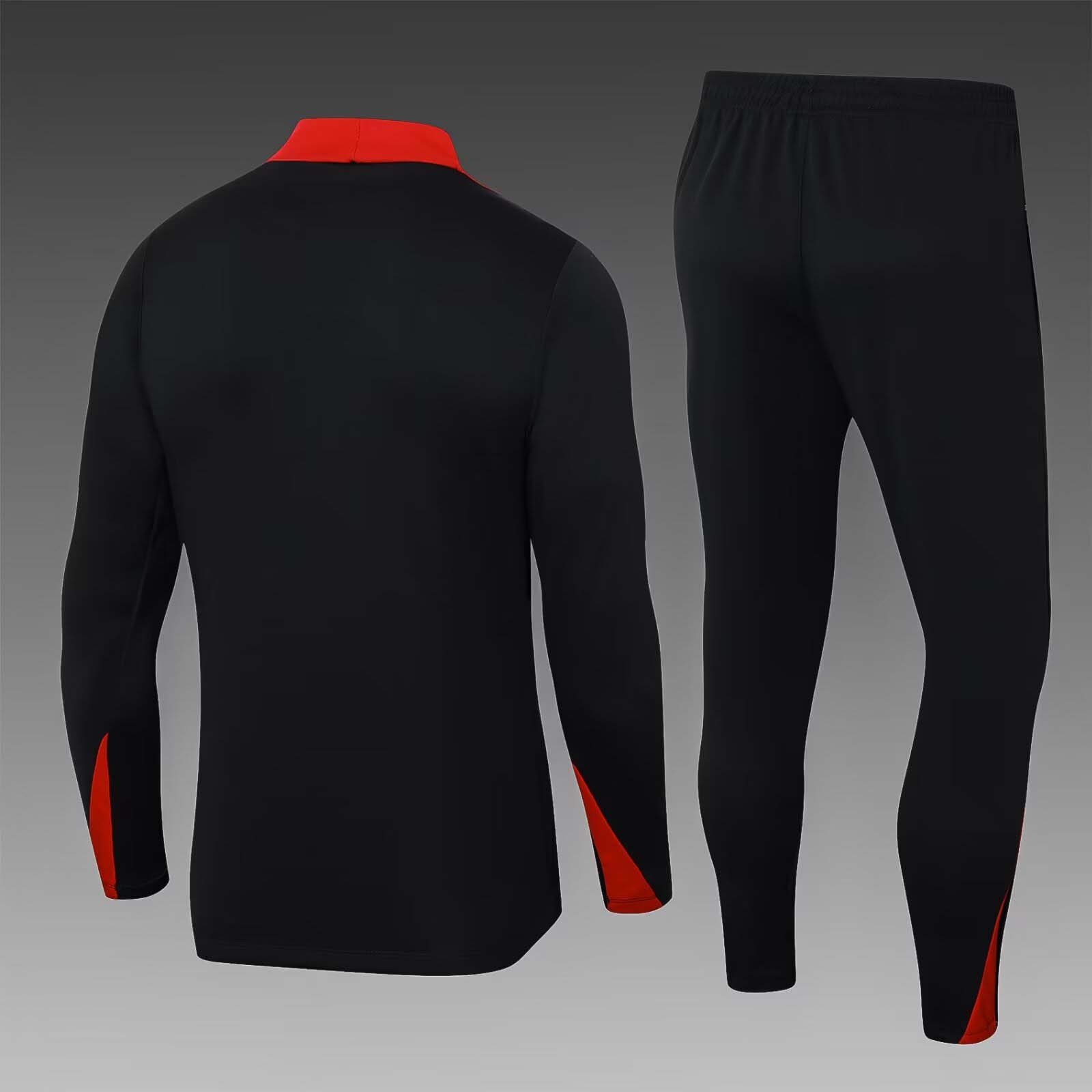 2024/2025 Psg Paris Saint-Germain Half-Pull Training Suit Black red Set:football jersey mysite: unitedjerseyfootball 邓江浪:football