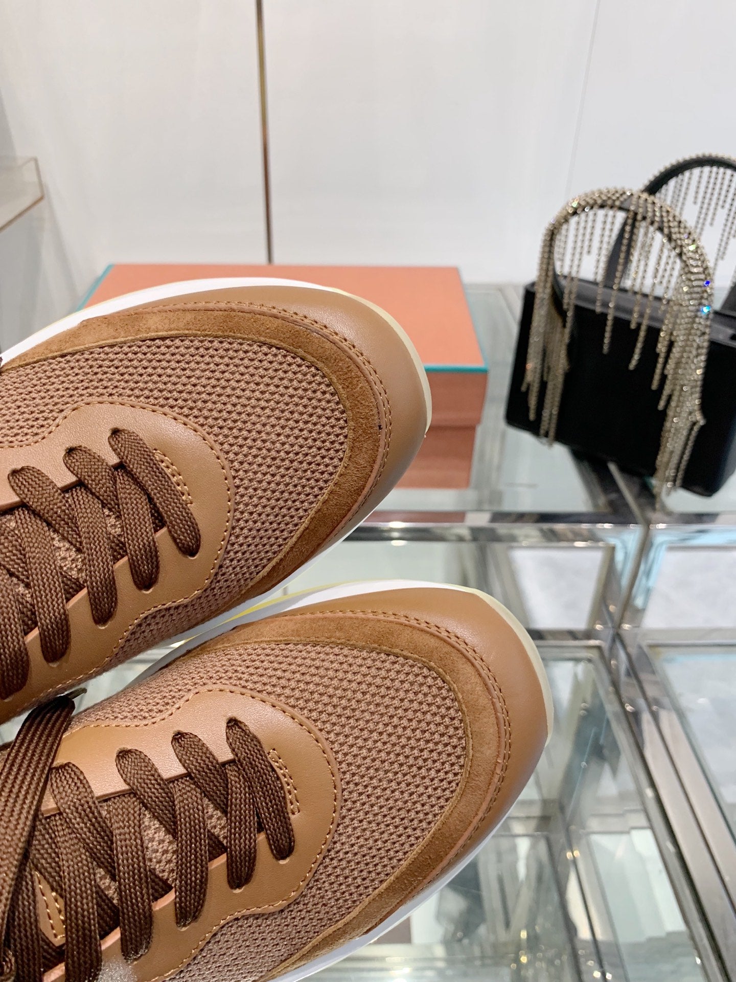 SNEAKER IN BURNT ORANGE CANVAS MIX SUEDE WITH LAMBSKIN、mysite、Cacoeks