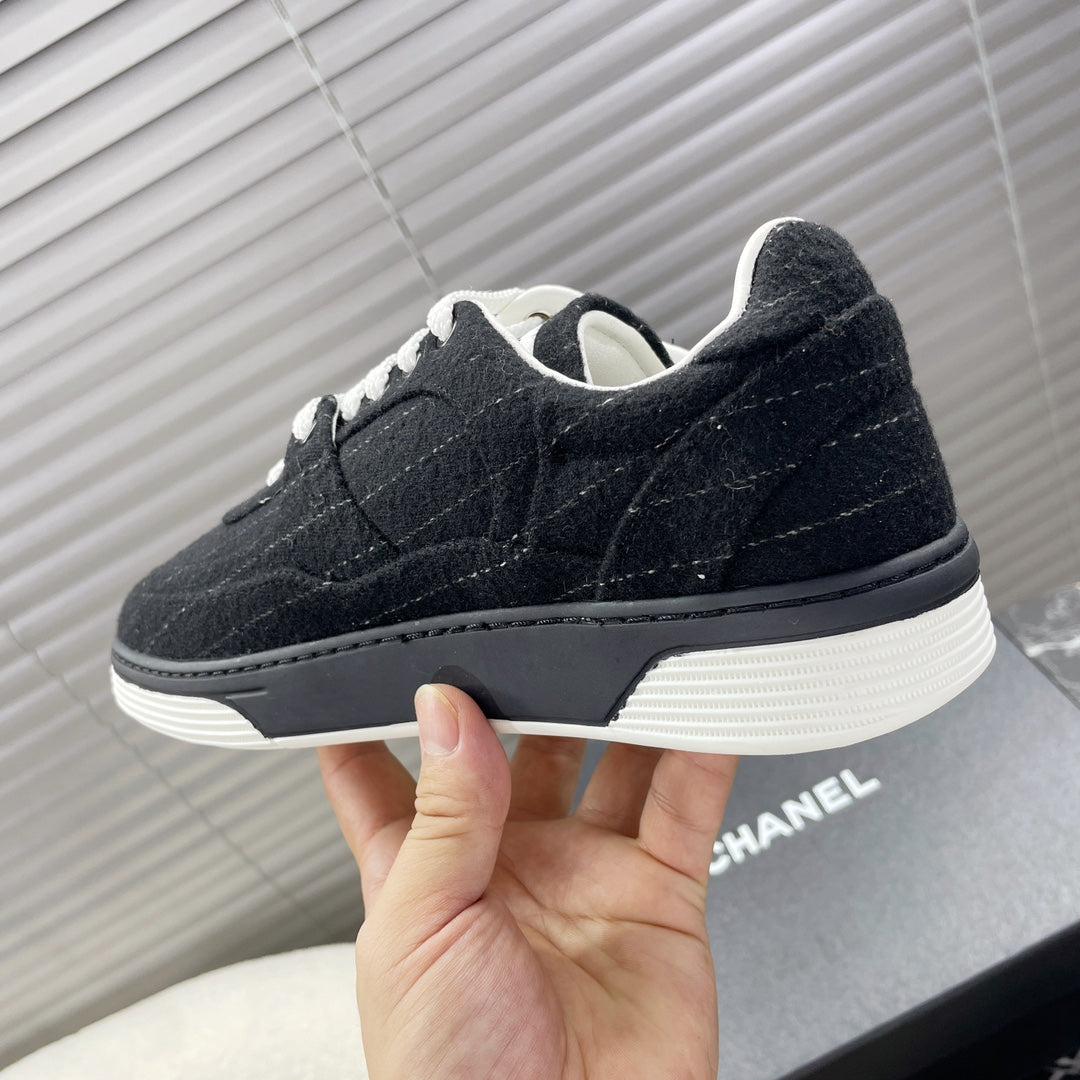 TRAINER SHOES IN BLACK WOOL FABRIC、mysite、Cacoeks