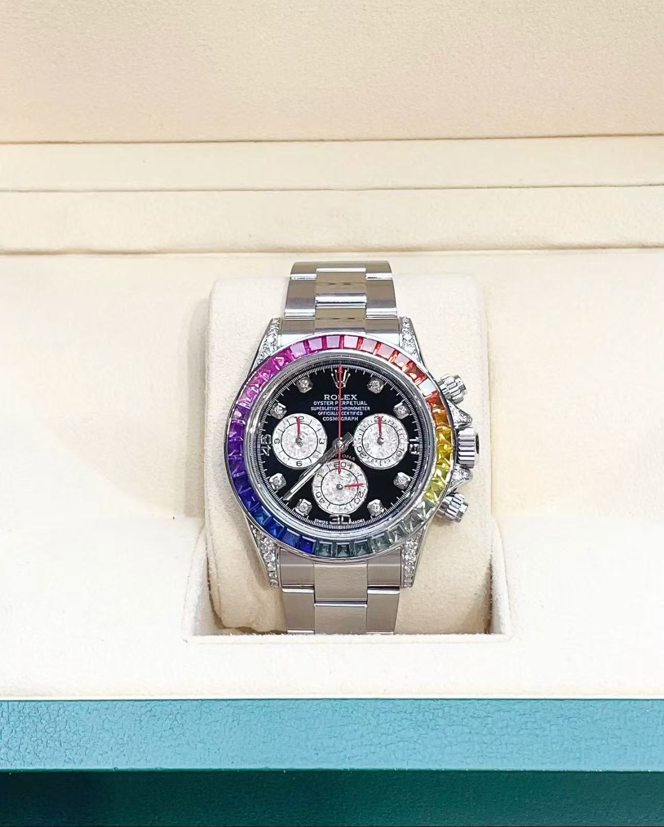 Rolex Daytona Rainbow Super Replica Swiss Replica Watch 18k Rose Gold Ref116599 RBOWI4130 Swiss Movement