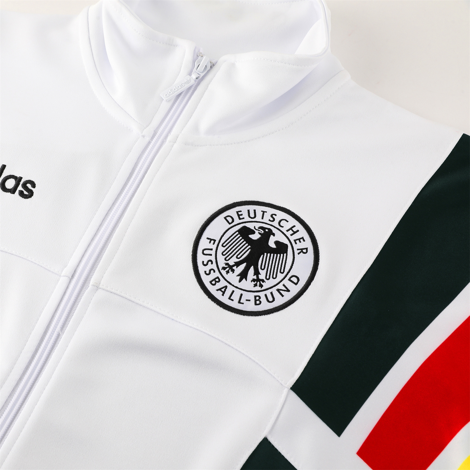 ManixJersey.com | Germany 2024 Jacket Training Tracksuit - White With Yellow, Red And Black Stripe -Customize Name, Number and Patch | Worldwide Shipping