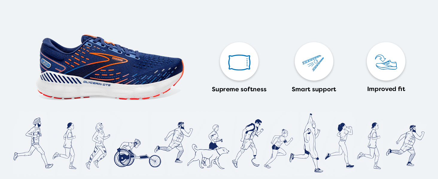 side profile of shoe atop a cartoon character strip of runners