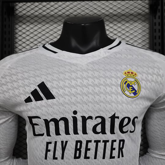 2024/2025 Player Version Long Sleeve Real Madrid Home Football Shirt 1:1 Thai Quality:football jersey mysite: unitedjerseyfootball 邓江浪:football
