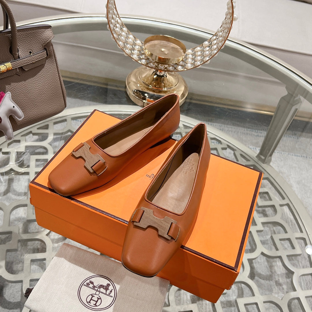 H - BUCKLE BALLET CARAMEL CALFSKIN、mysite、Cacoeks