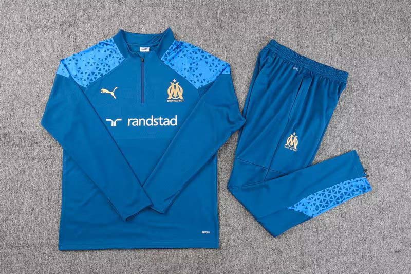 2023/2024 Olympique de Marseille Half-Pull Training Suit Blue Football Jersey Set:football jersey mysite: unitedjerseyfootball 邓江浪:football