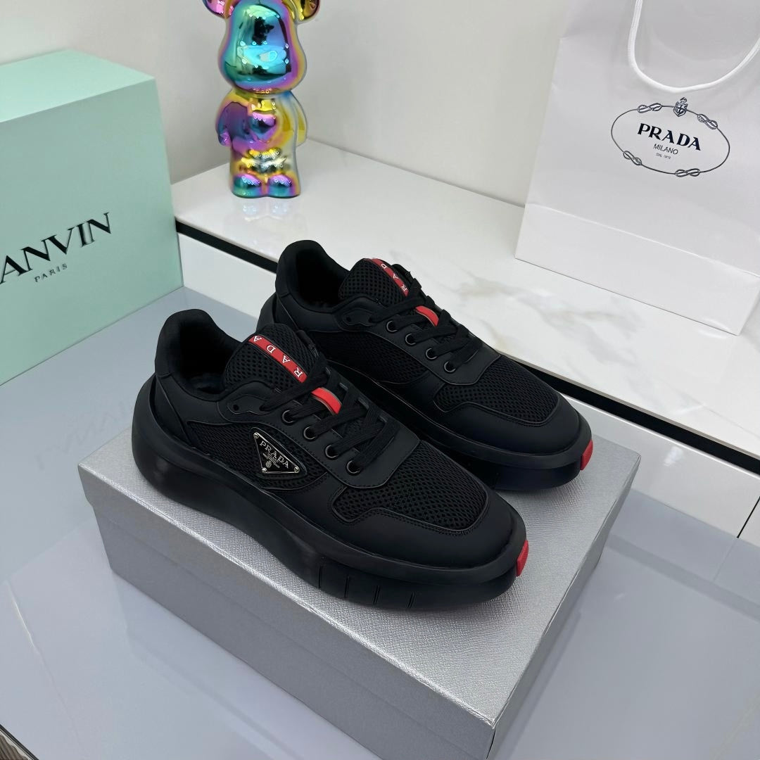 PRADA 25S SNEAKERS IN BLACK CALFSKIN、mysite、Cacoeks