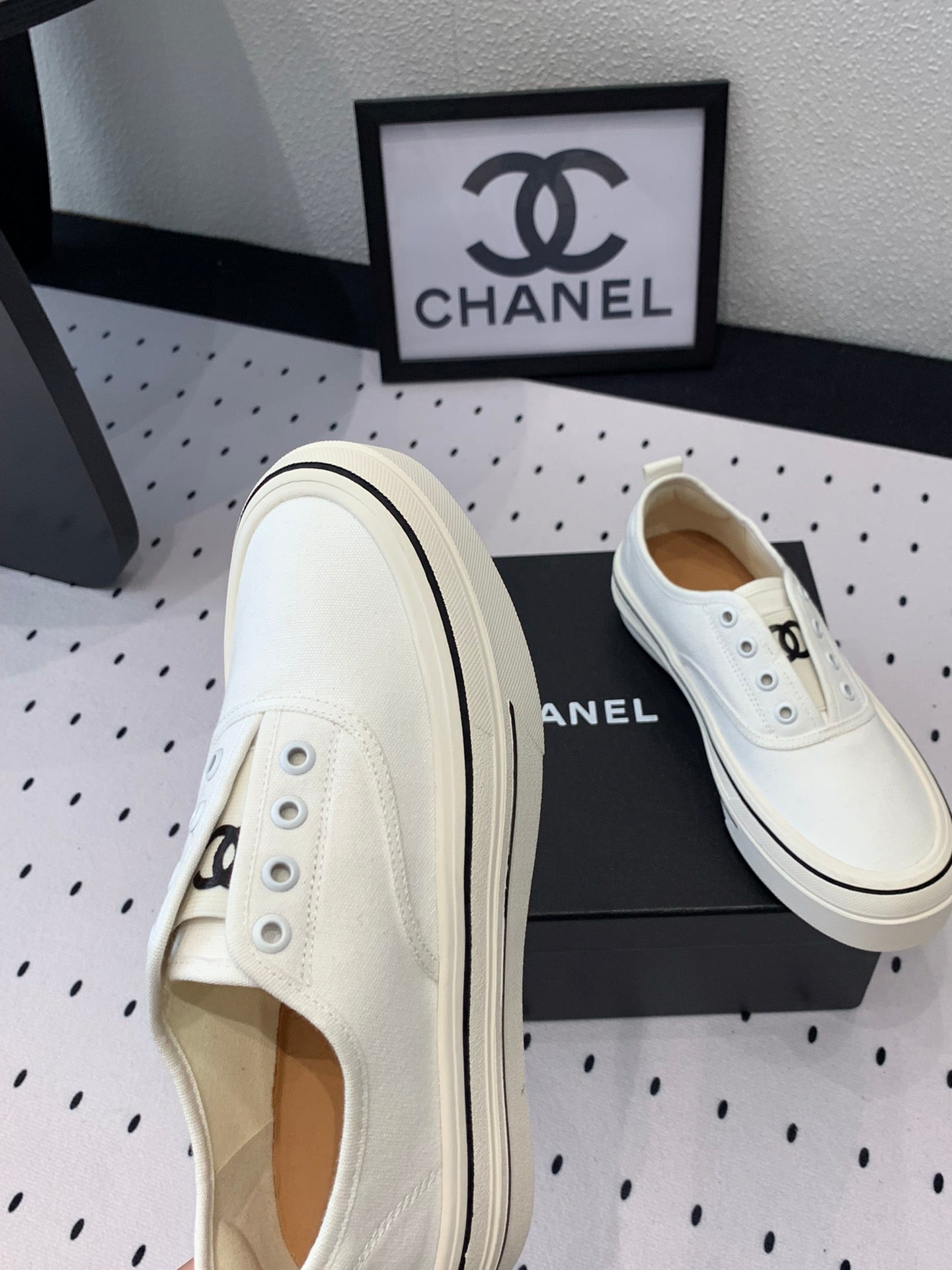 LACELESS SNEAKERS PLATFORM IN WHITE CANVAS、mysite、Cacoeks