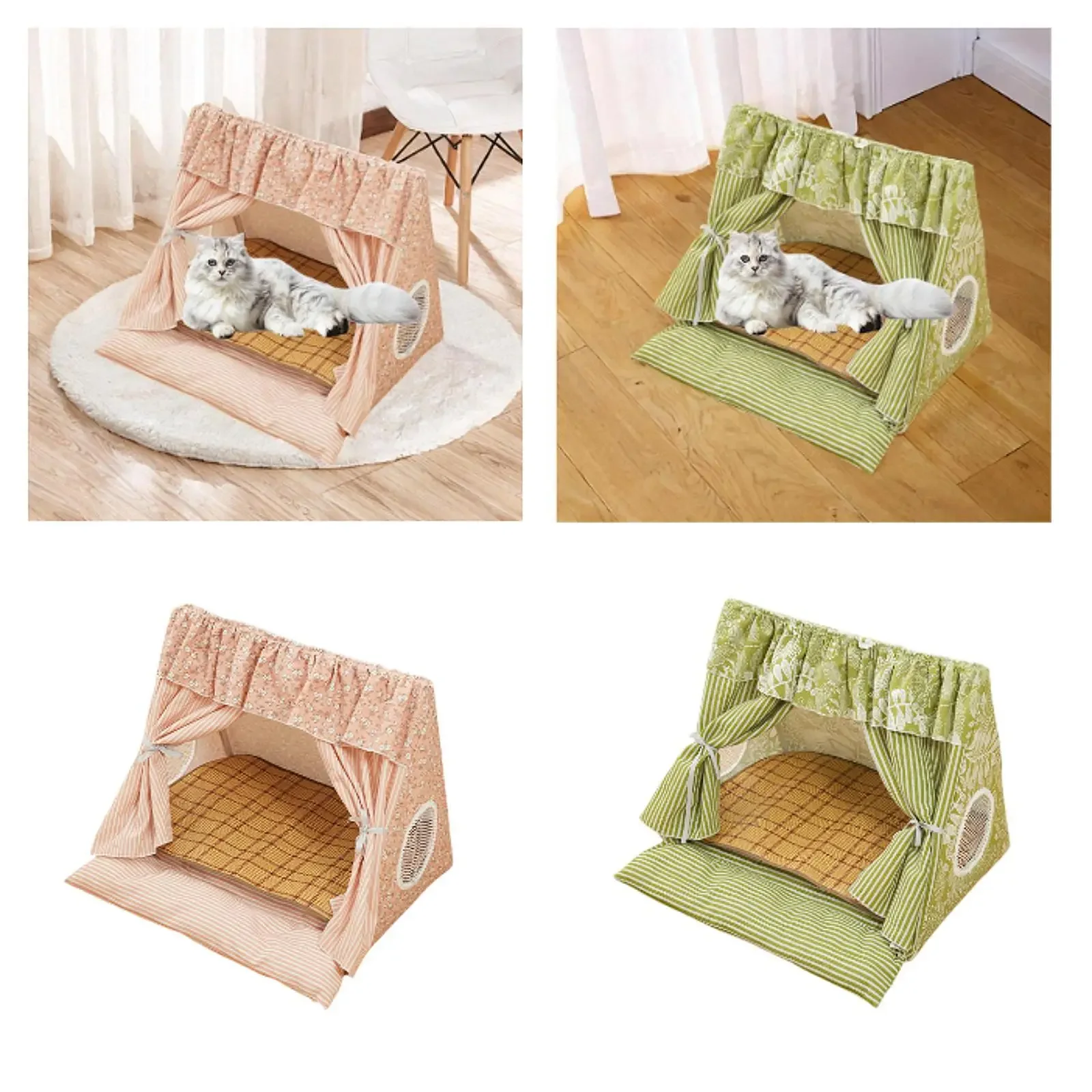 Cat Tent House Dog Tent Summer Cave Cute Nest, Washable Breathable Window Cat Bed Teepee for Cats Kitten