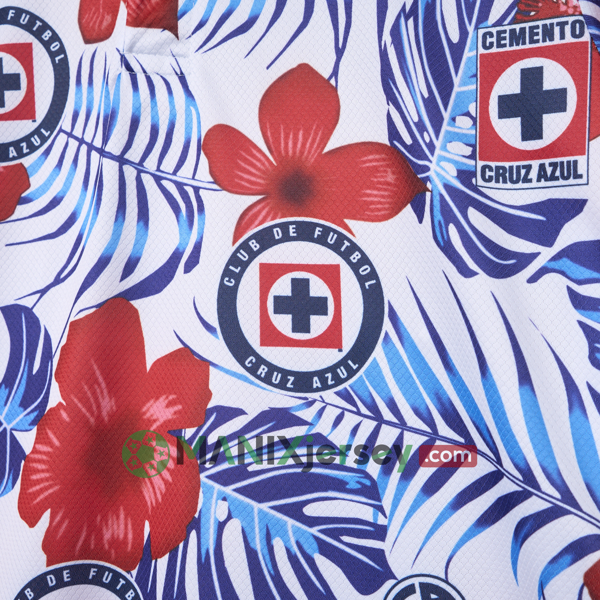 ManixJersey.com | Cruz Azul 24-25 Flower and Leaves Polo Shirt -Customize Name, Number and Patch | Worldwide Shipping