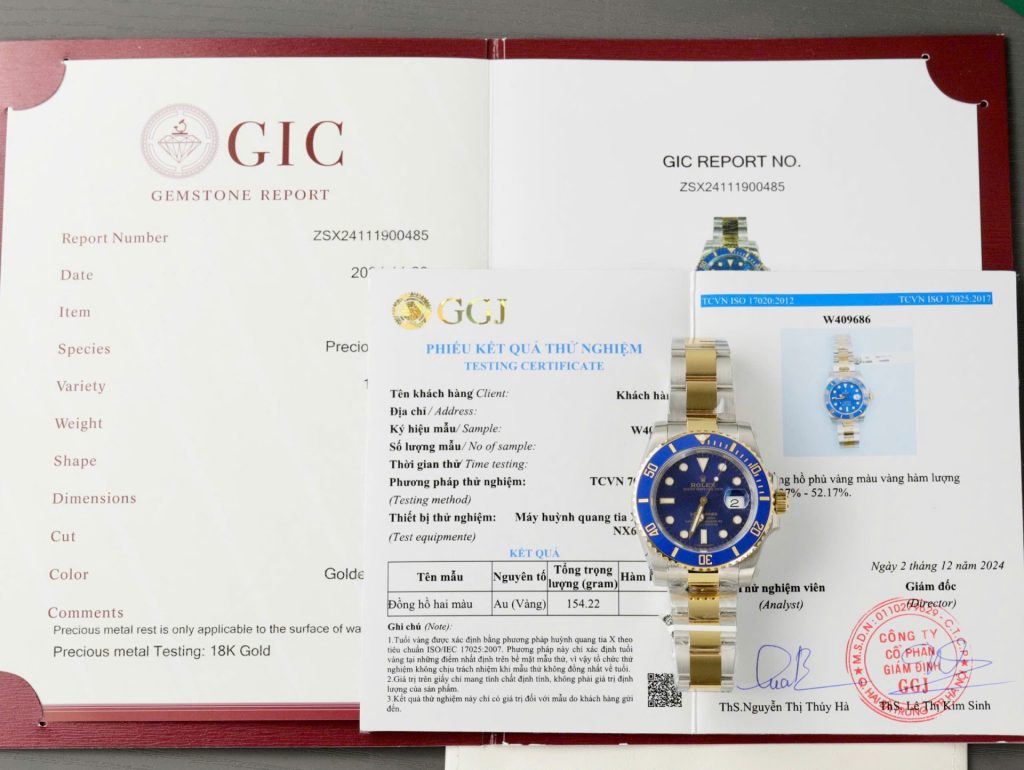 Đồng Hồ Rolex Submariner Mặt Xanh Blue Chế Tác Bọc Vàng Thật 40mm (2)