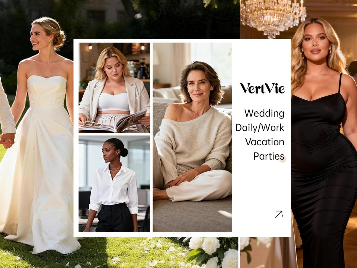 Vertvie｜ZOE Stay Put Bandeau Bra, Wireless Seamless Comfort Day