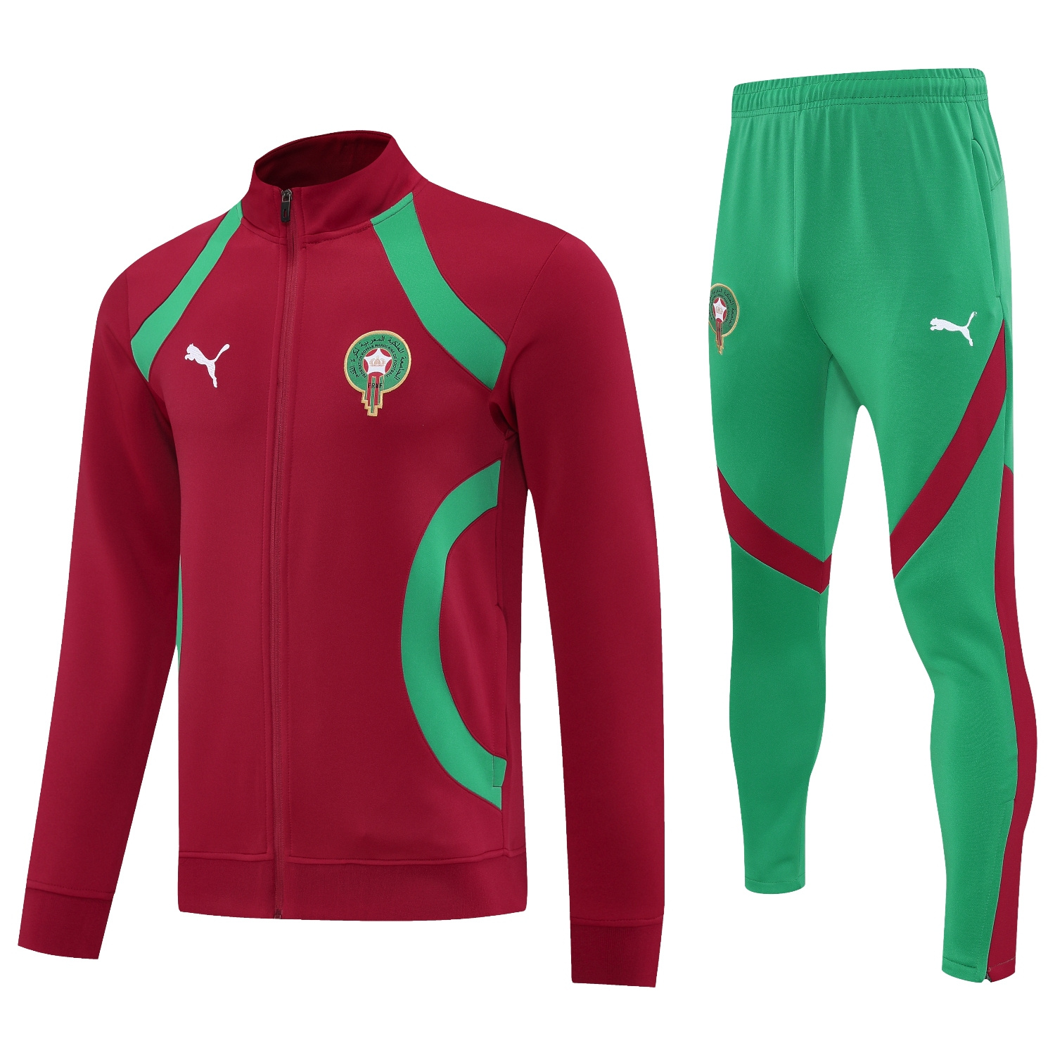 UltraTrikot-Morocco 25-26 Jacket Training Tracksuit - Red Jackets & Green Pants