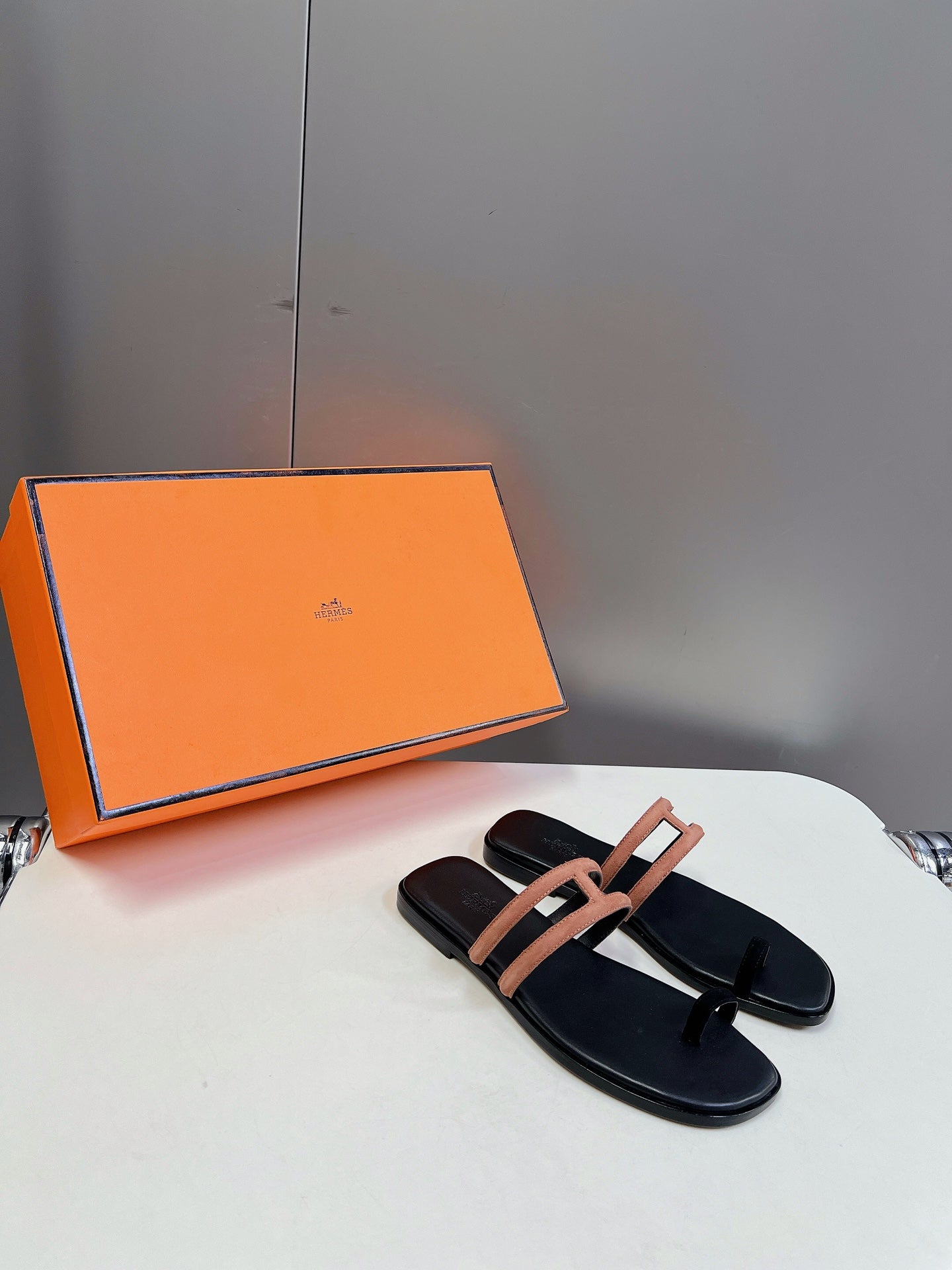 Georgia Sandals Peach Suede Black Calfskin、mysite、Cacoeks