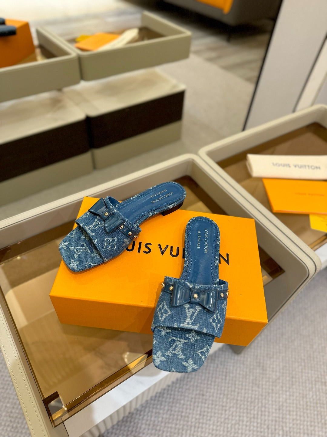 LV X TM 6AM FLAT MULE IN NAVY BLUE MONOGRAM DENIM、mysite、Cacoeks