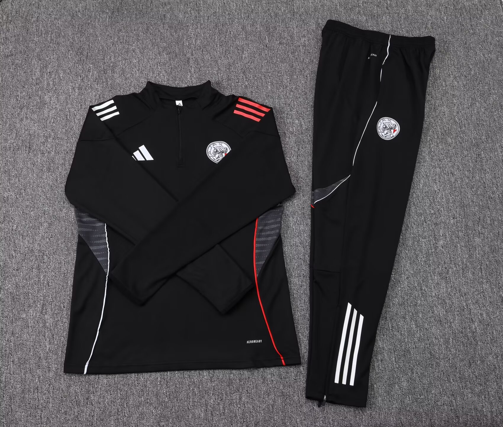 2025/2026 Ajax Half-Pull Training Suit Black Football Shirt 1:1 Thai Quality Set:football jersey mysite: unitedjerseyfootball 邓江浪:football