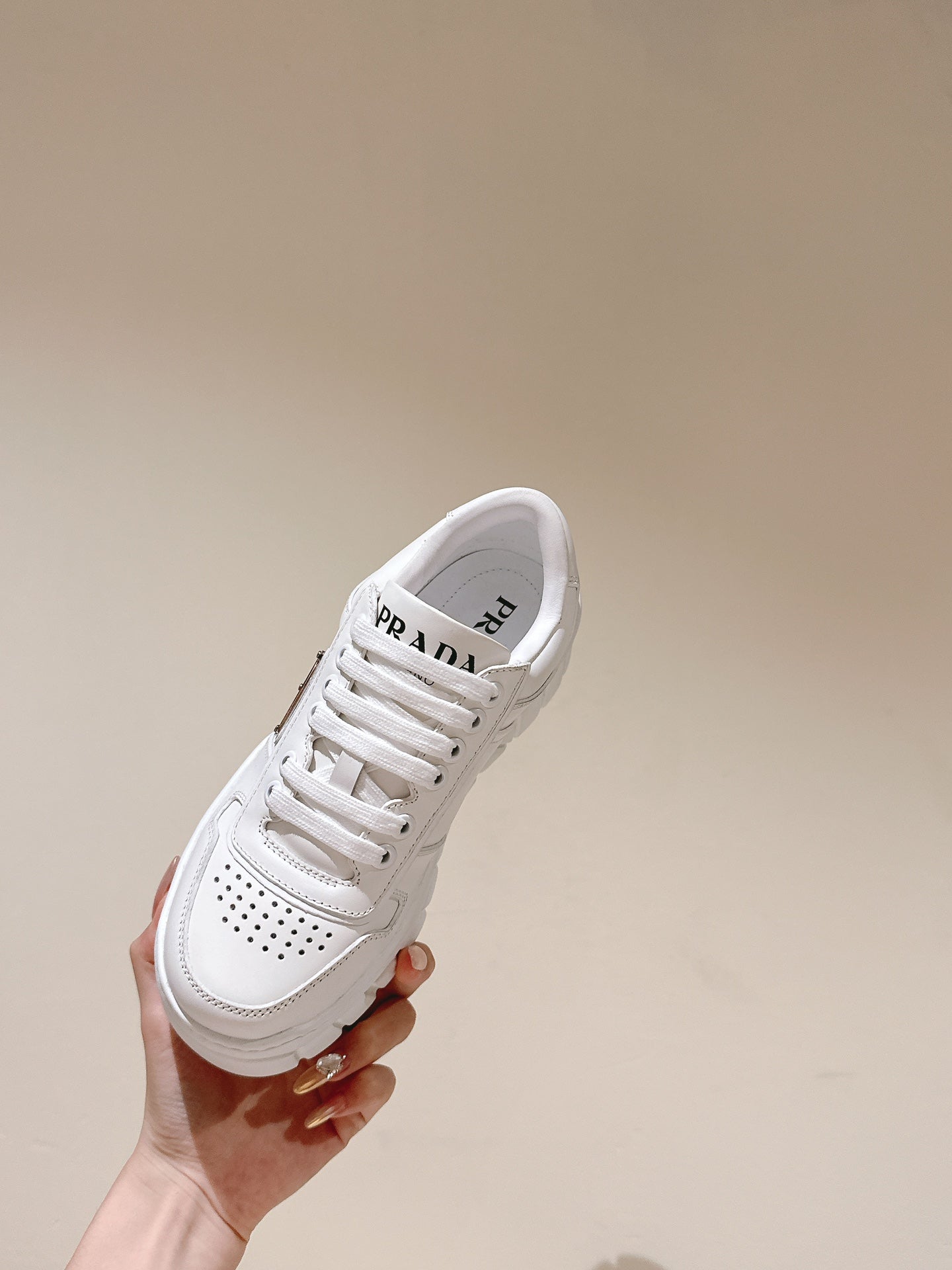 PRA FLATFORM SNEAKERS WHITE CALFSKIN、mysite、Cacoeks