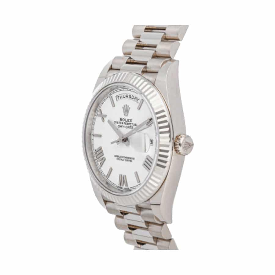 rolex day date 228239 kw stainless steel silver stripe dial 1