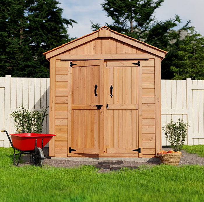 SpaceMaster 6x4 6x3 Outdoor Storage Shed with Double Doors - Unstained, Pre-assembled Panels