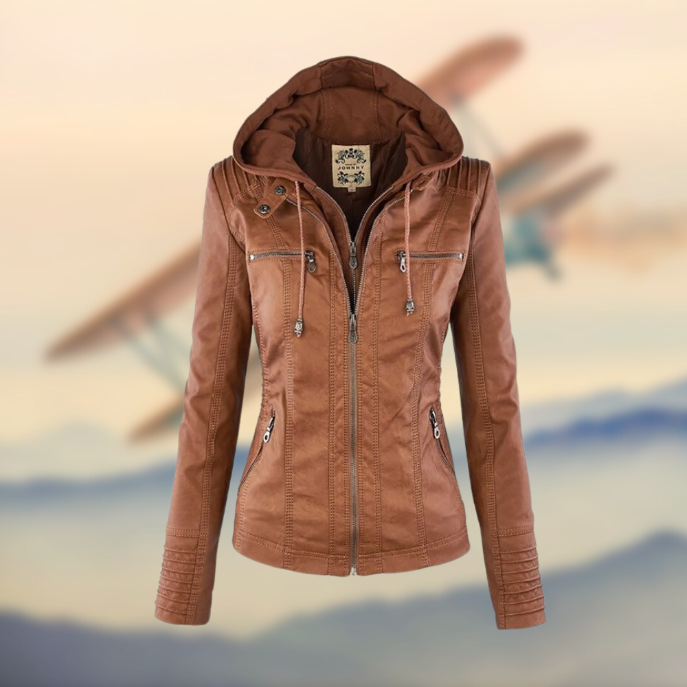 Stylish Hooded Leather Jacket