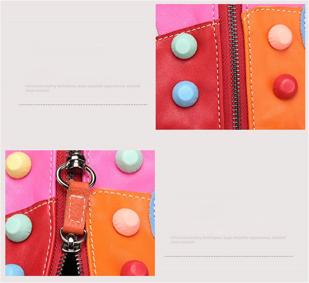 Zipper Details of Woosir Colorful Soft Leather Backpacks for Women
