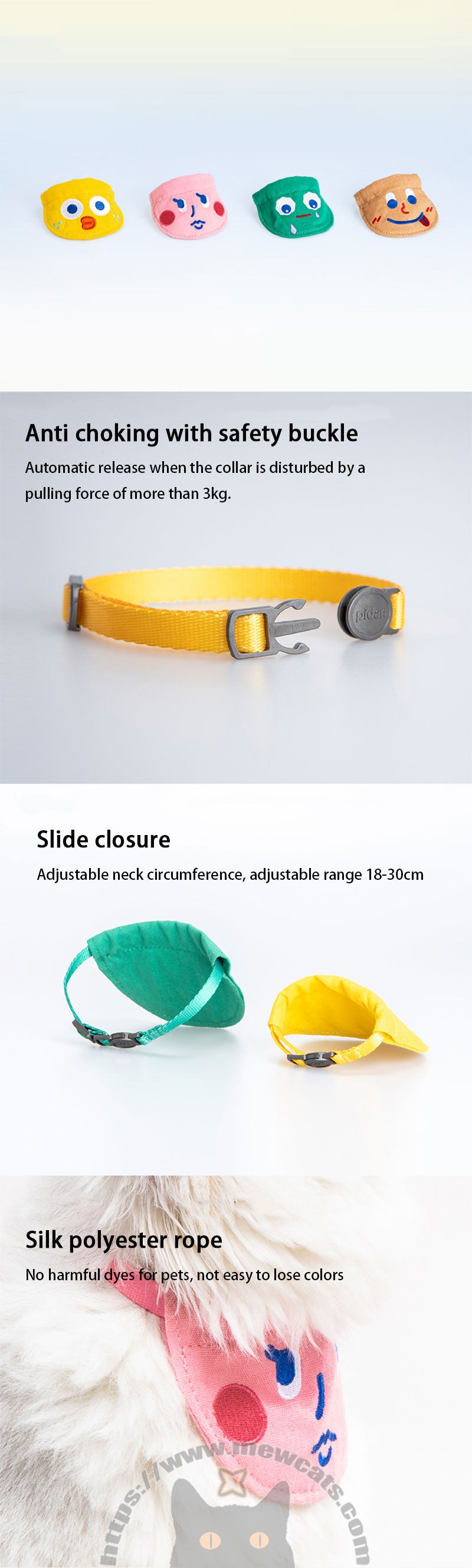Emoji Cat Collar 4 Color Bib