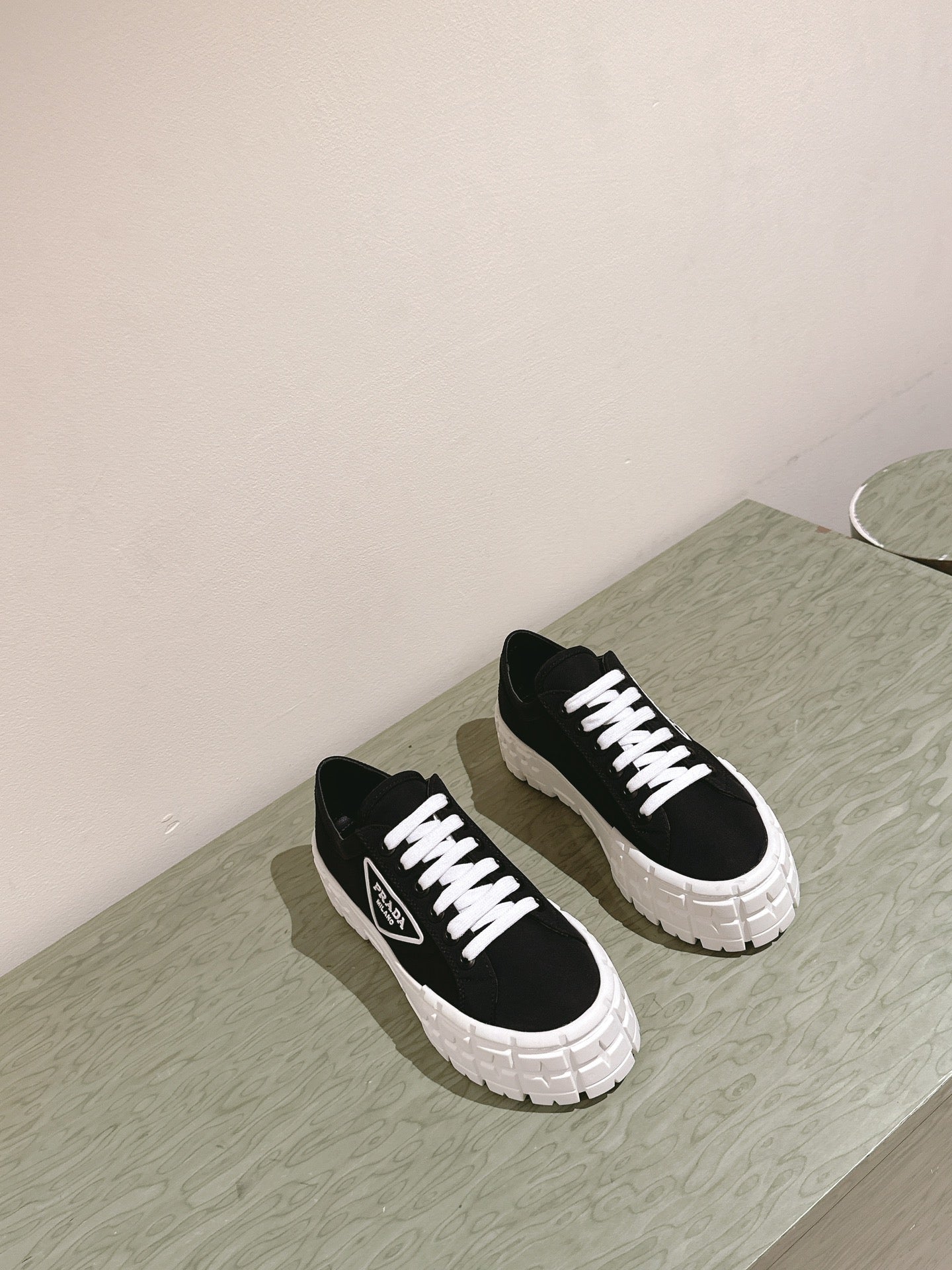 PRA DOUBLE WHEEL RE-NYLON GABARDINE SNEAKERS BLACK CALFSKIN、mysite、Cacoeks