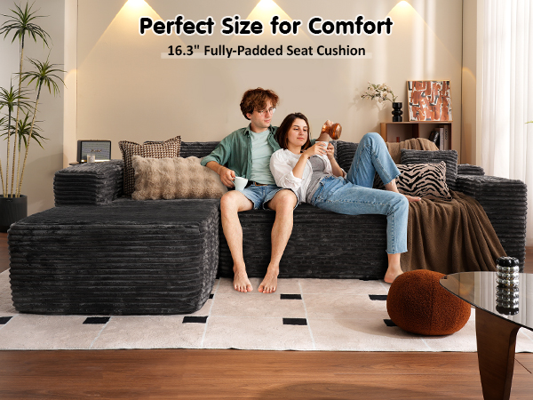 Modern Minimalist 104" L-Shape Couch