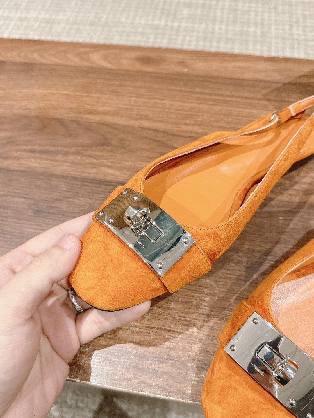 Innocente Slingback Suede Goatskin Orange、mysite、Cacoeks