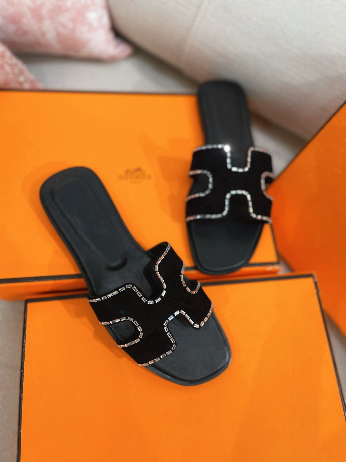 0ran Sandal Calfskin Rhinestone Black、mysite、Cacoeks