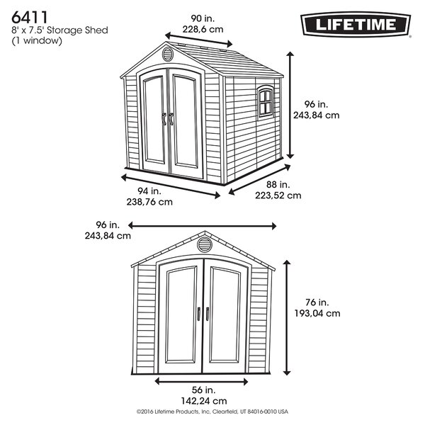 8 ft. W x 7 ft. 4 in. D Plastic Storage Shed