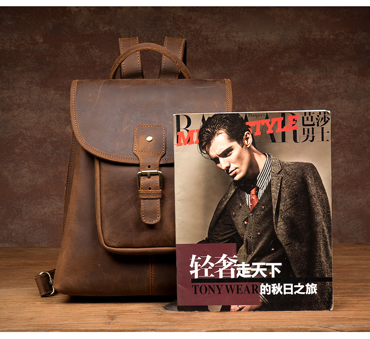 Size Contrast of Woosir Womens Brown Leather Backpack