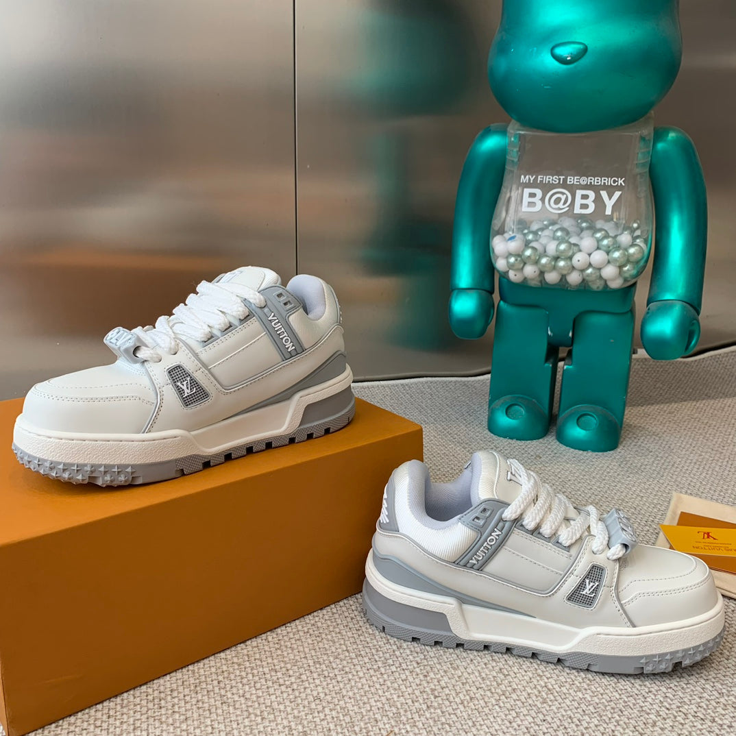 LV TRAINER MAXI SNEAKER IN WHITE MIX DOVE GRAY CALFSKIN、mysite、Cacoeks