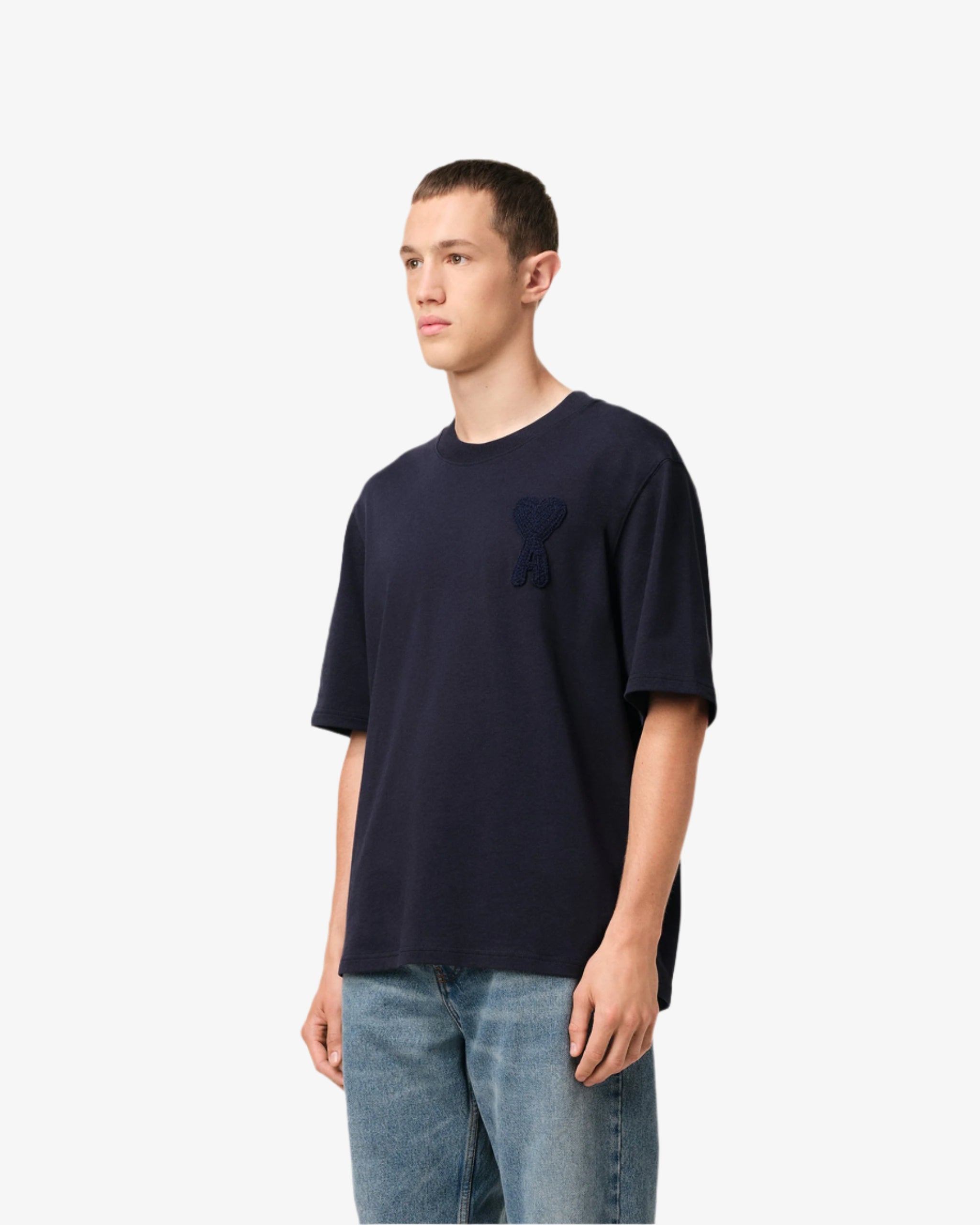 Ami Paris Ami De Coeur Patch T-Shirt Navy Blue、mysite、Cacoeks