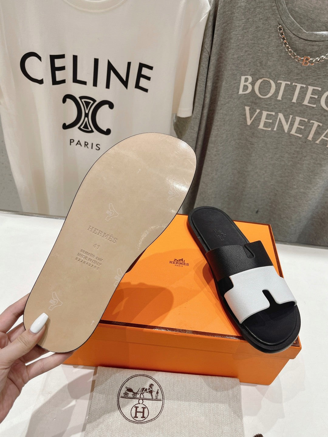 IZMIR SANDAL BLACK MIX WHITE LAMBSKIN、mysite、Cacoeks