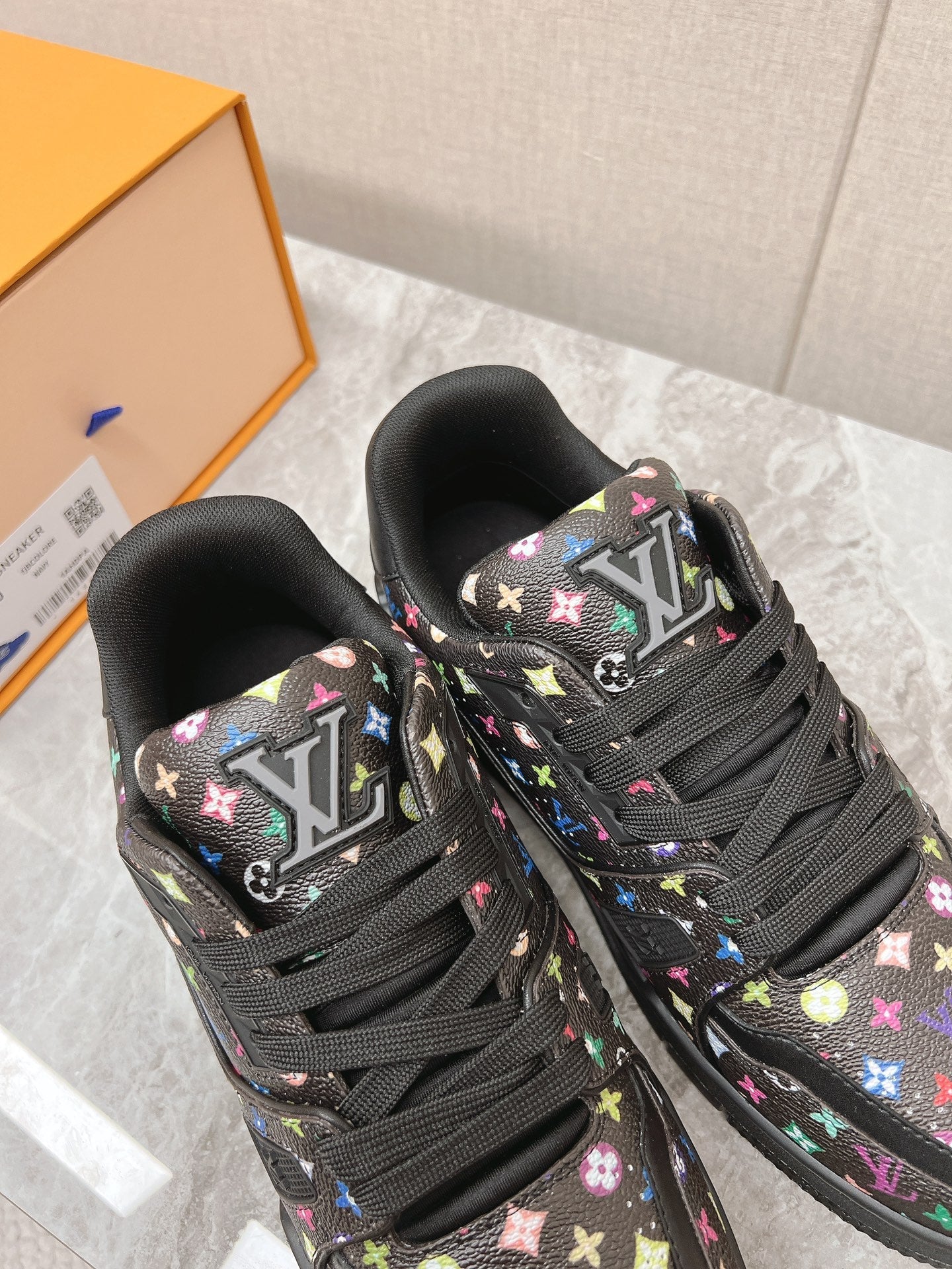 TRAINER SNEAKER IN BLACK MIX COLORFUL CALFSKIN、mysite、Cacoeks
