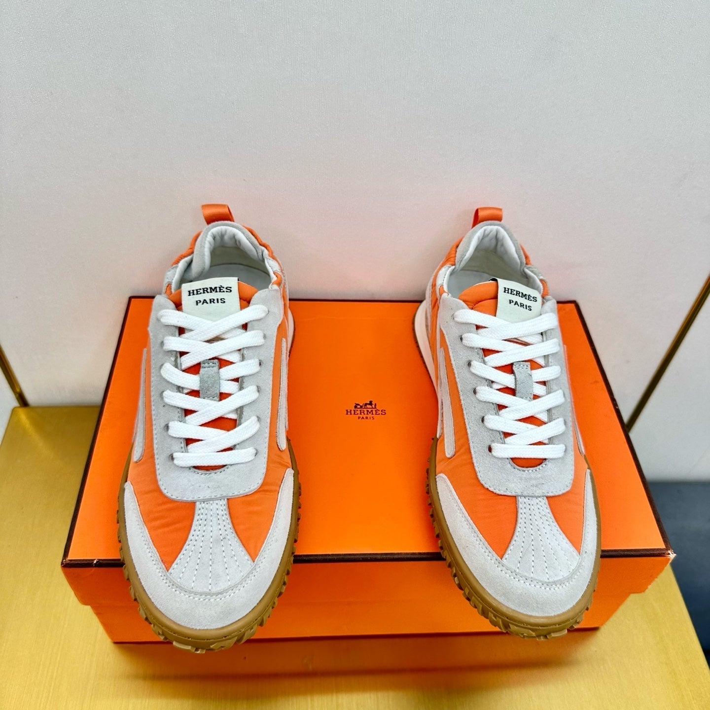 JET SNEAKER IN PALE GRAY SUEDE MIX ORANGE CALFSKIN、mysite、Cacoeks