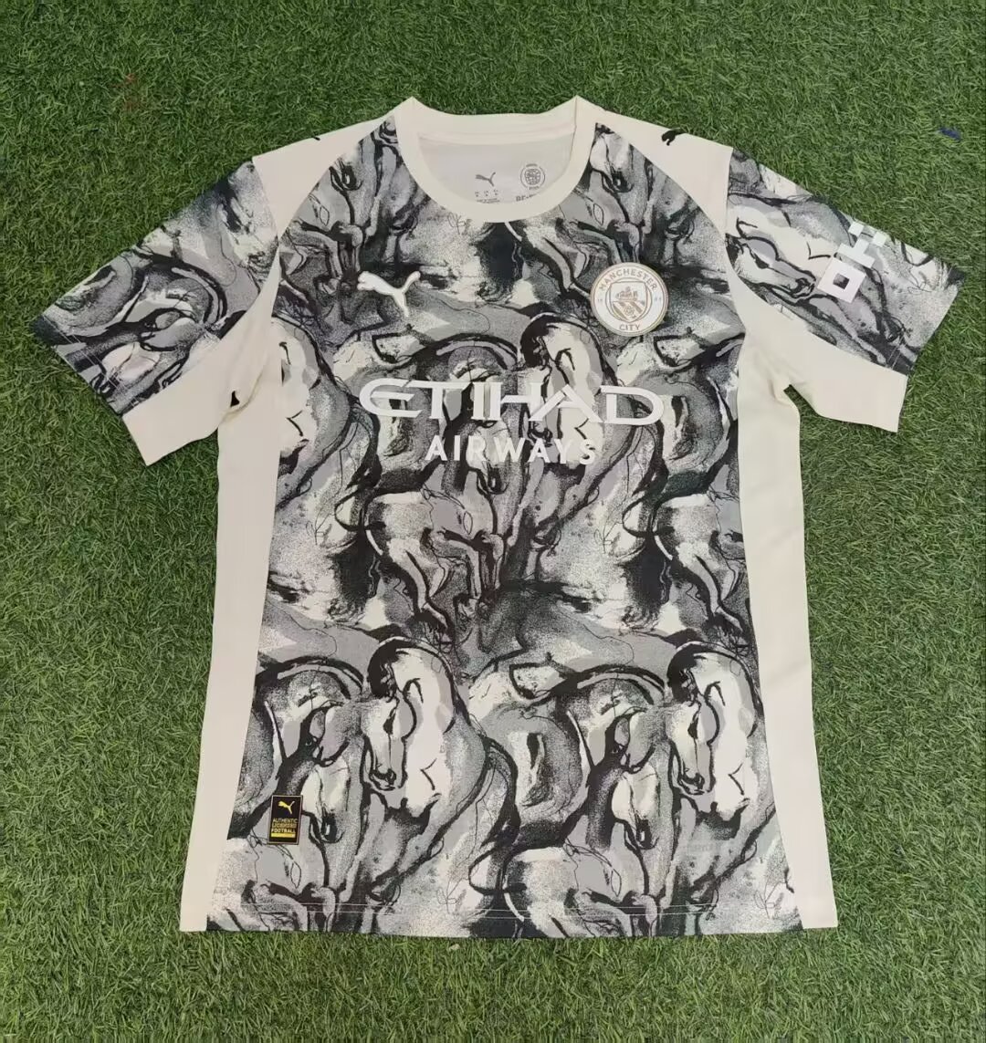 2025/2026 Manchester City Year of The Horse Special Edition Grey Football Shirt 1:1 Thai Quality:football jersey mysite: unitedjerseyfootball 邓江浪:football