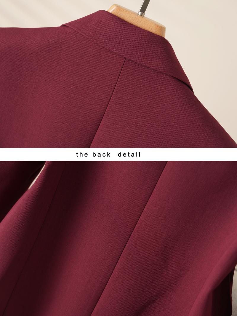 Elegant Women's Blazer Jacket, Fitted Woven Fabric, Long Sleeve Plain Design, Perfect for Office & Spring Autumn Wear, Trendy Blazer