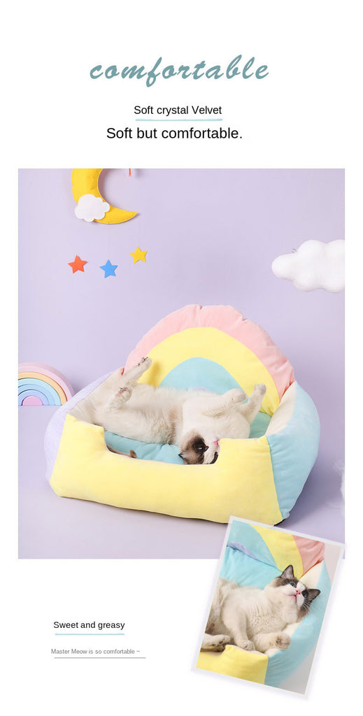 Rainbow Cat Bed Soft Comfortable Skin-friendly Pet Sofa