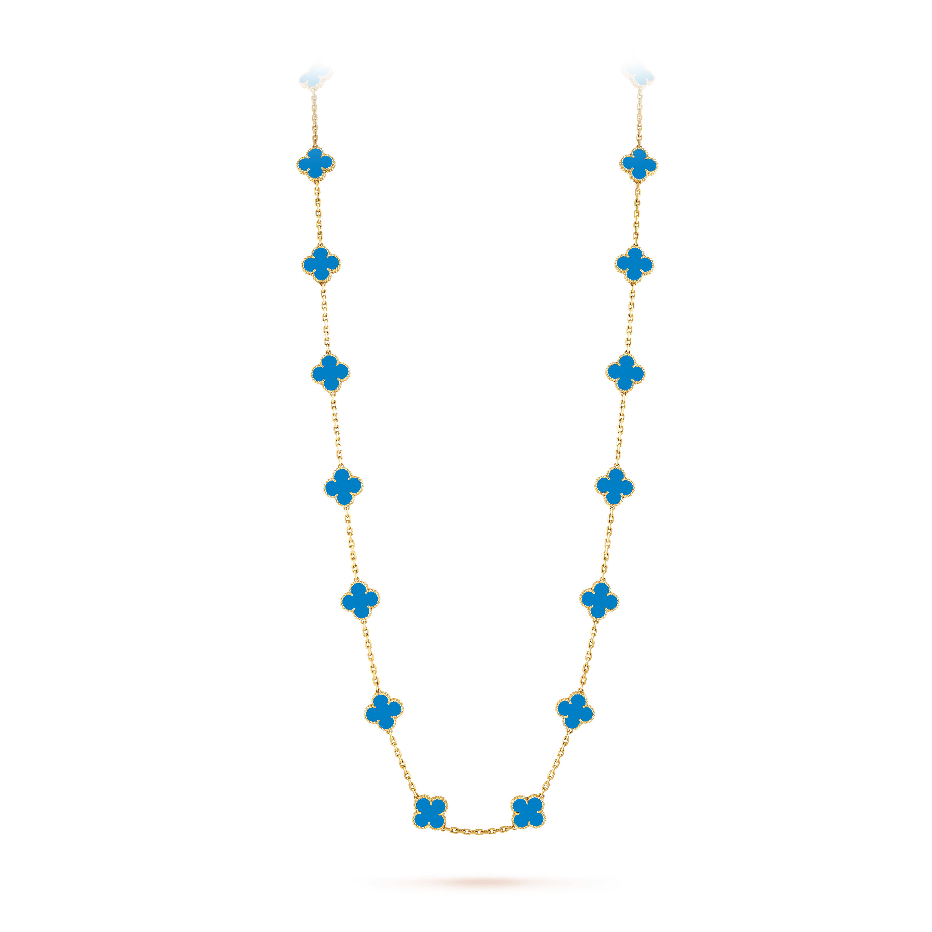 ヴィンテージ アルハンブラ ロングネックレス、20 モチーフ, イエローゴールド, アゲート:20 石, On Stand, Jewelry Long Necklace