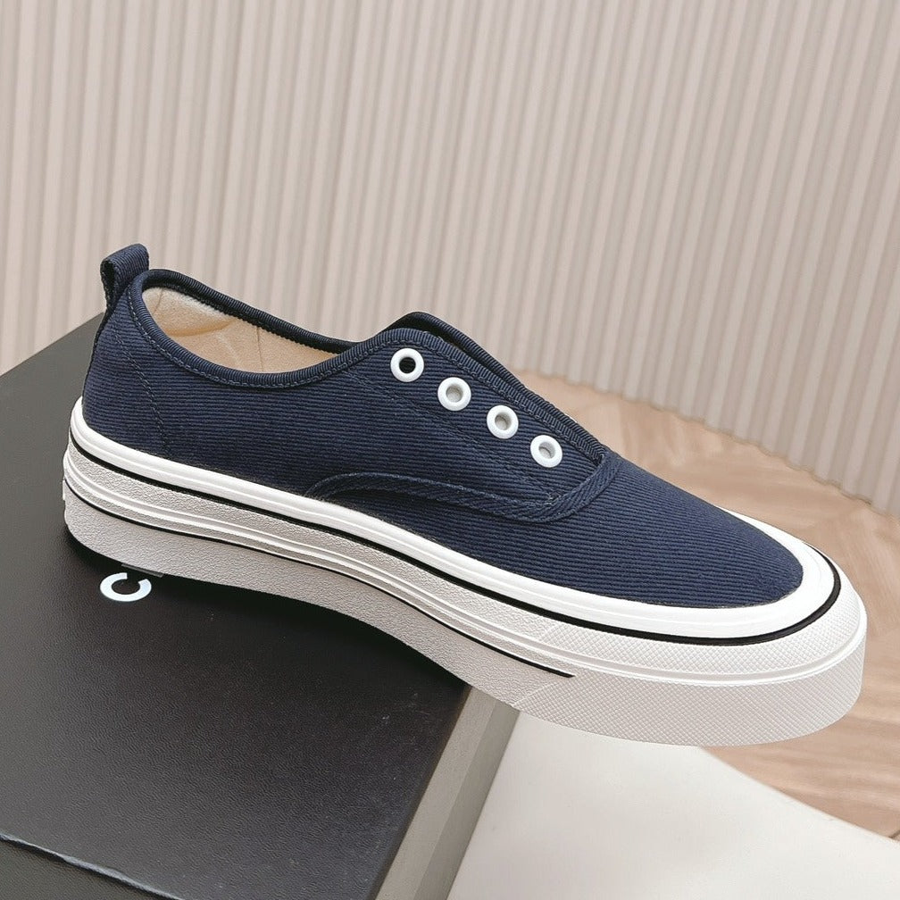 Double C Platform Biscuit Shoes Fabric Navy Blue、mysite、Cacoeks