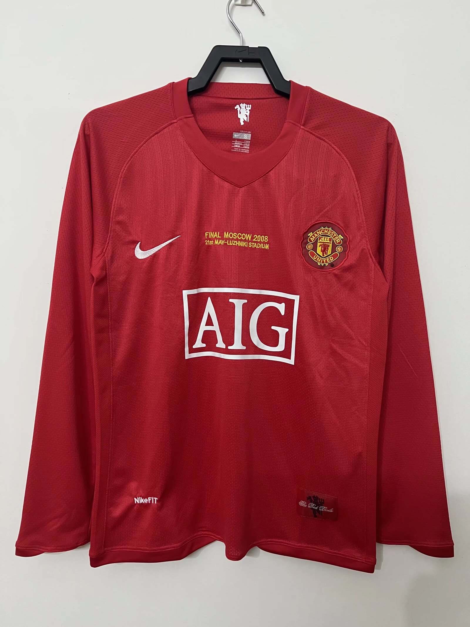 2007-2008 Retro Long Sleeve Manchester United Home Football Shirt-mysite Custom Football Kit- Nextkits